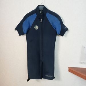O'Neill Unisex Wetsuit Size Medium Blue Shorts Short Sleeve Zip Front Men Women.